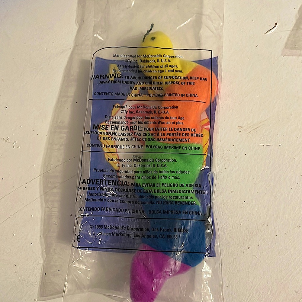 RARE Mcdonald's TY beanie baby "Inch" worm 1997